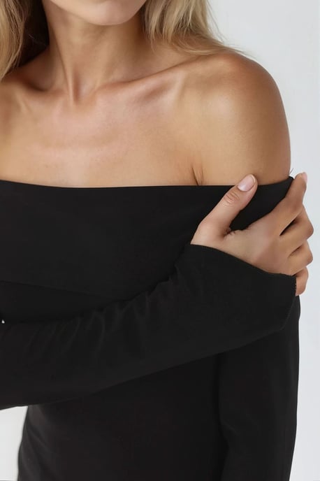 Elegant Off-Shoulder Långärmad Slim Fit Asymmetrisk Topp - Image 3