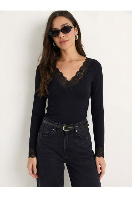 Kantdetail V-hals Blouse - Image 2