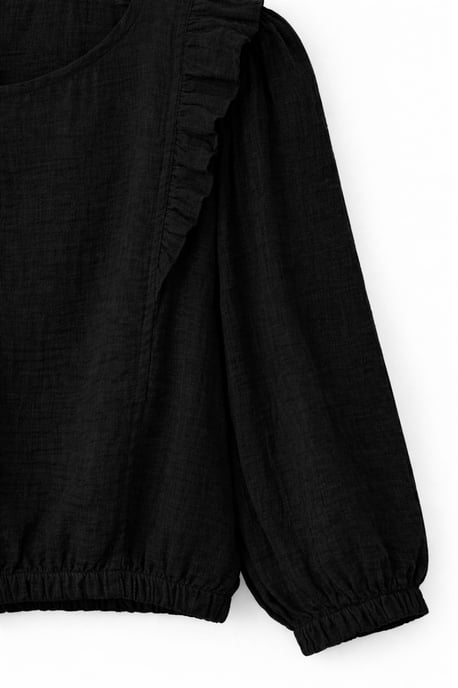 Strukturerad Volang Crew Neck Blus - Image 2