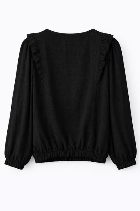 Strukturerad Volang Crew Neck Blus - Image 3