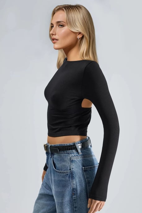 Slim Fit Crop Blouse met Rugdetail - Image 3