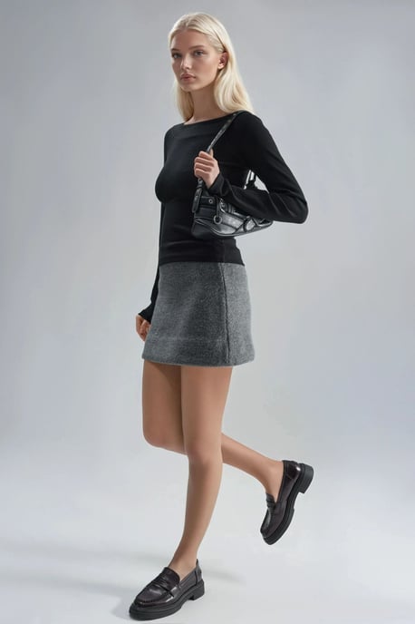 Slim Fit Ribbed Boat Neck Blouse - Image 5