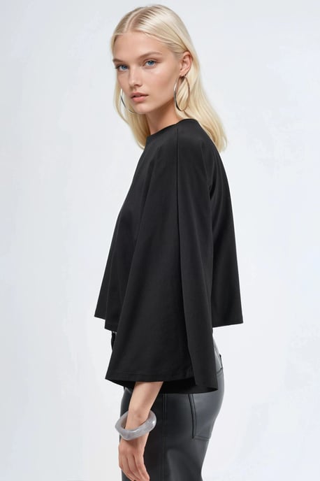 Loose Fit Boat Neck Blouse - Image 3