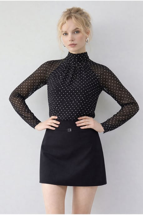 Gestippelde Col Chiffon Blouse - Image 2