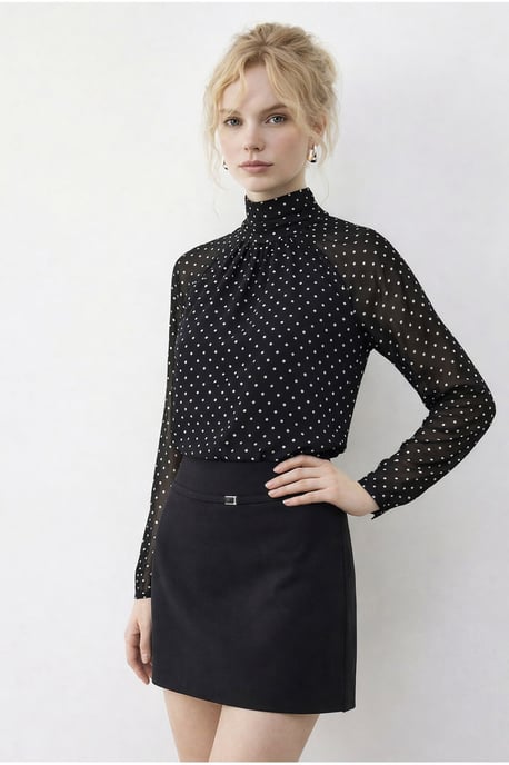 Gestippelde Col Chiffon Blouse - Image 3