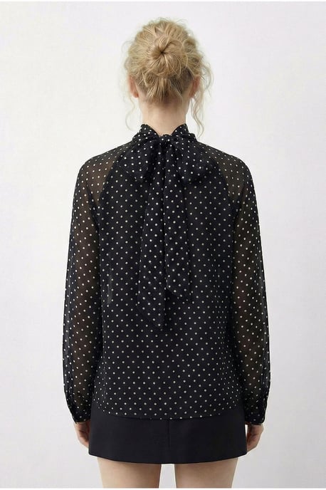 Gestippelde Col Chiffon Blouse - Image 5