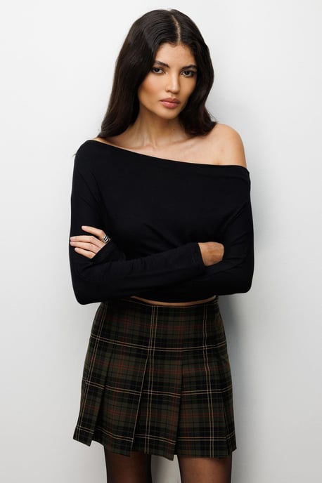 Asymmetrische Kraag Slim Fit Crop Blouse met Uitsnede - Image 3