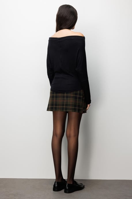 Asymmetrische Kraag Slim Fit Crop Blouse met Uitsnede - Image 4