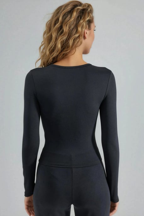 Slim Fit Crew Neck Lange Mouwen Blouse - Image 3