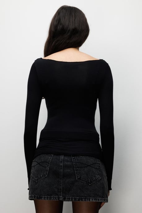 Slim Fit Boothals Blouse - Image 5