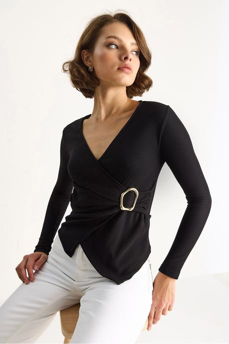 Dubbelzijdige Blouse met Accessoire Detail - Image 3