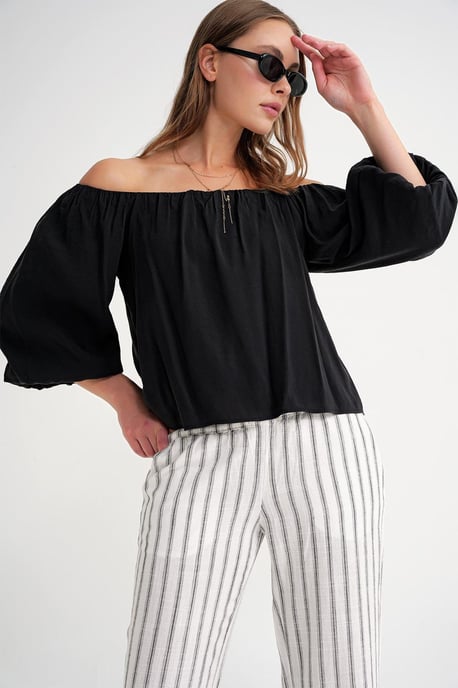 Modal Gemengde Blouse met Madonna Kraag en Rimpeldetail - Image 2