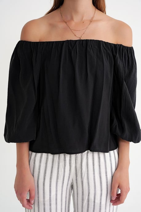 Modal Gemengde Blouse met Madonna Kraag en Rimpeldetail - Image 3