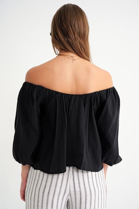 Modal Gemengde Blouse met Madonna Kraag en Rimpeldetail - Image 5