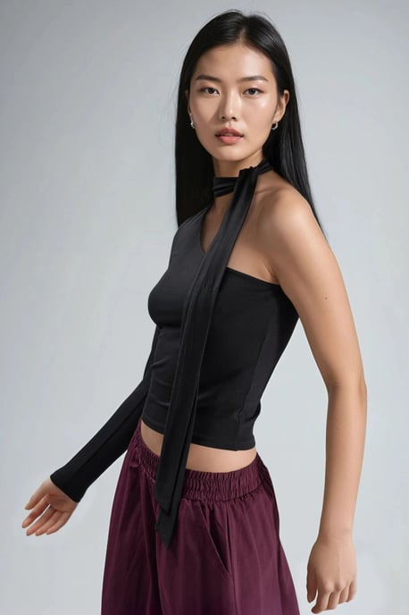 Enkele Mouw Blouse Met Sjaaldetail - Image 2