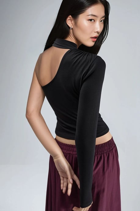 Enkele Mouw Blouse Met Sjaaldetail - Image 3