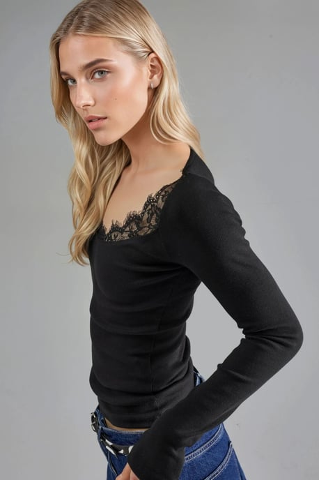 Lace Gedetailleerde V-hals Blouse - Image 5