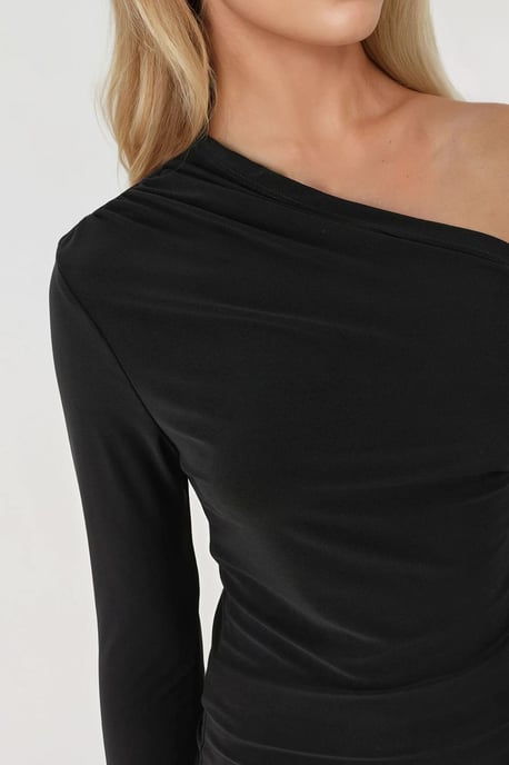 Asymmetrisk Krage Långärmad Slim Fit Mjuk Touch Stickad Topp - Image 2