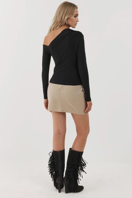 Asymmetrisk Krage Långärmad Slim Fit Mjuk Touch Stickad Topp - Image 5