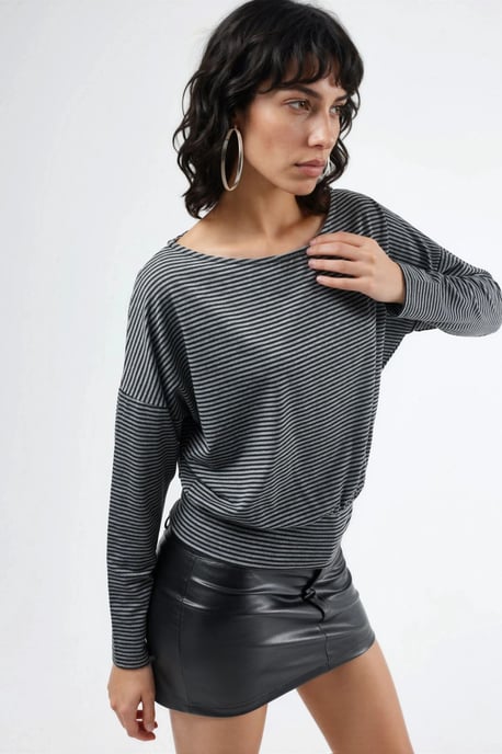 Gestreepte Boot Hals Blouse - Image 2
