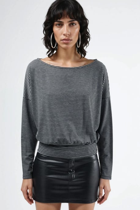 Gestreepte Boot Hals Blouse - Image 6