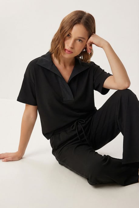 Polokraag Blouse & Midden Taille Wijde Pantalon Twee-Delig Set - Image 5