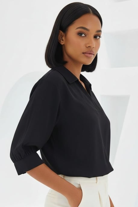 Polo Kraag Losse Fit Blouse - Image 2