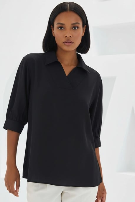 Polo Kraag Losse Fit Blouse - Image 4