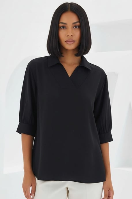 Polo Kraag Losse Fit Blouse - Image 5