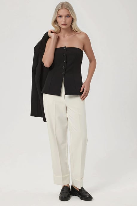 Bandeau Knopdetail Aansluitende Top - Image 2