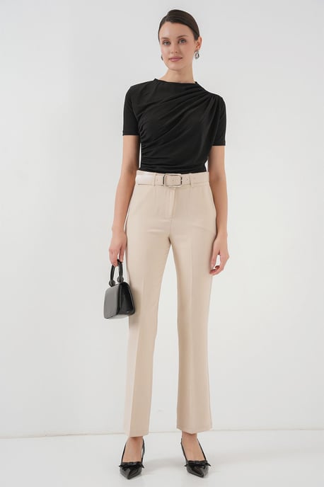 Fitted Blouse met Rimpeldetail en Ronde Hals - Image 3