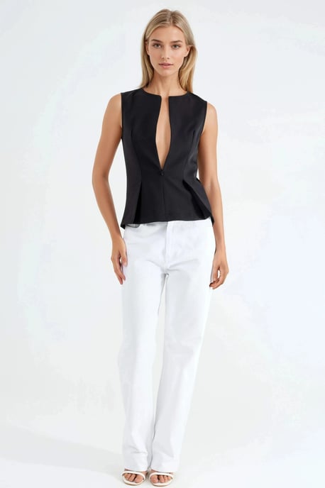 Pleated Slim Fit Zippered Blouse - Image 5