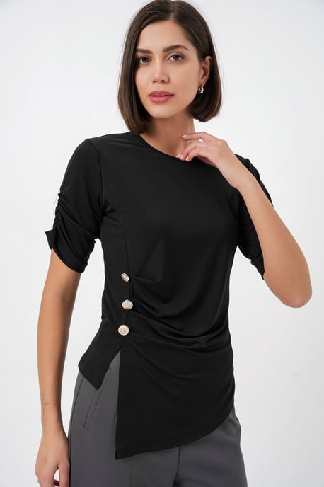 Ronde Hals Geknoopte Blouse - Image 3
