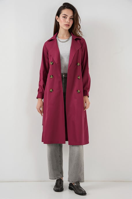 Twee rijen knoop lange trenchcoat - Image 2