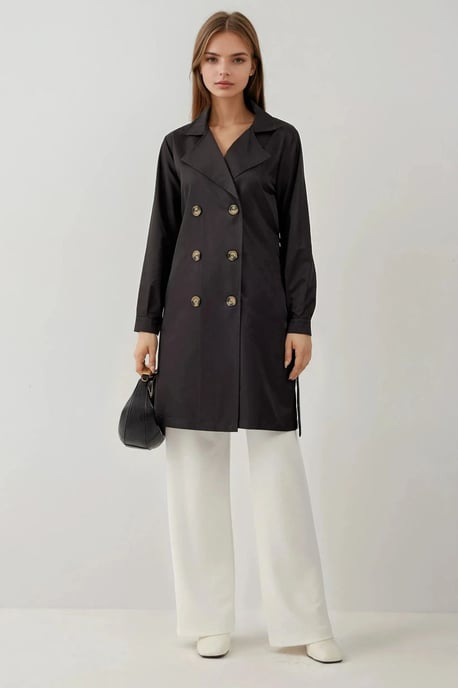 Dubbelgebreide Elastische Trenchcoat - Image 6