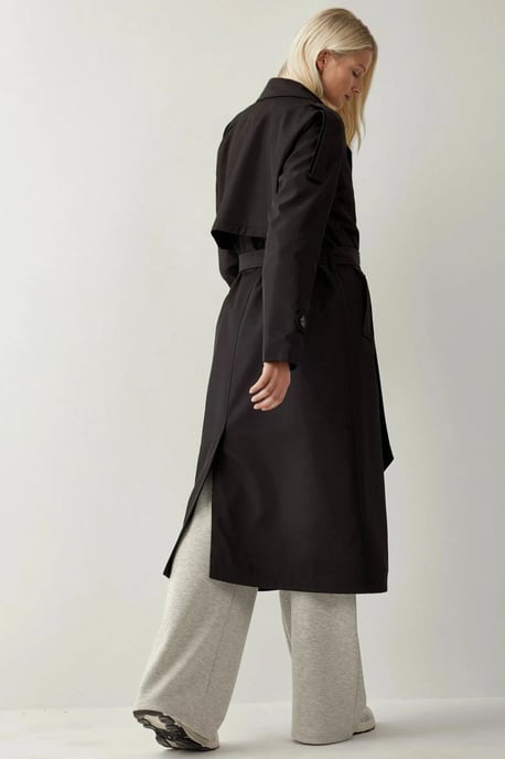 Dubbelknäppt Lång Trenchcoat - Image 2