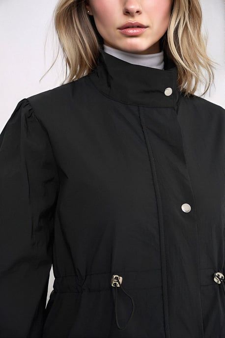 Långt fodrat trench coat med nedvikt krage - Image 4