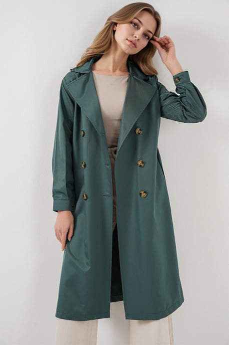 Dubbelbreasted Lange Trenchcoat - Image 1
