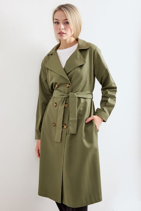 Dubbelbreasted Lange Trenchcoat - Image 1