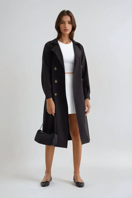 Dubbelzijdig Gordijn Trenchcoat met Ceintuur - Image 1