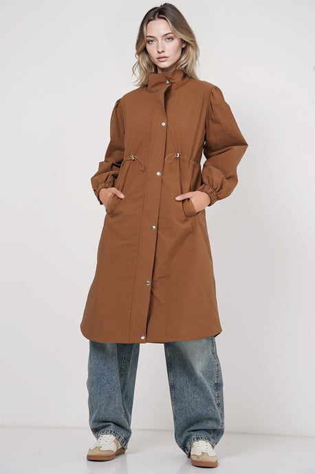 Lange Gevoerde Trenchcoat met Omgeslagen Kraag - Image 2