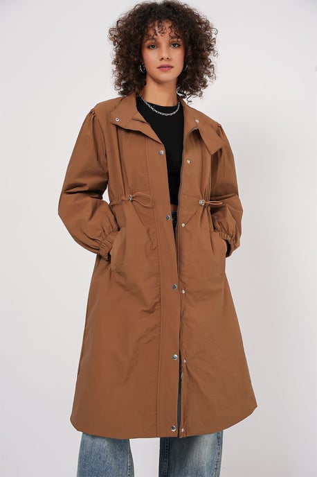 Lange Gevoerde Trenchcoat met Omgeslagen Kraag - Image 4