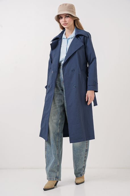 Dubbelzijdige Lange Trenchcoat met Pocketen - Image 2