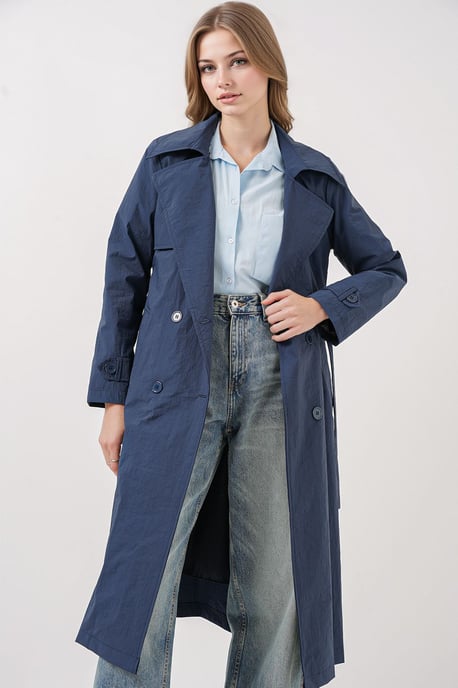 Dubbelzijdige Lange Trenchcoat met Pocketen - Image 3