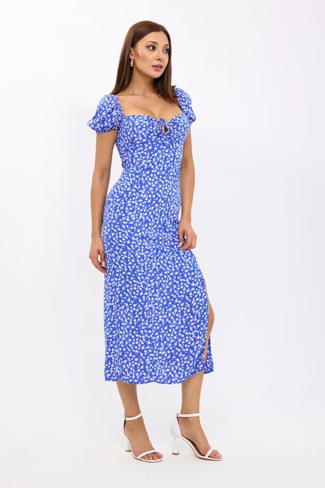 Floral Off Shoulder Side Slit Midi Dress - Image 3
