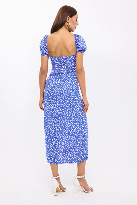 Floral Off Shoulder Side Slit Midi Dress - Image 5