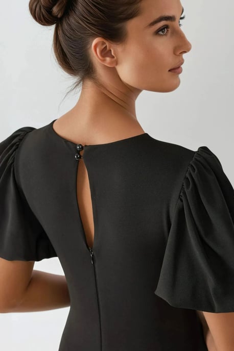 Fitted Contrast Midi-jurk met ronde hals - Image 5