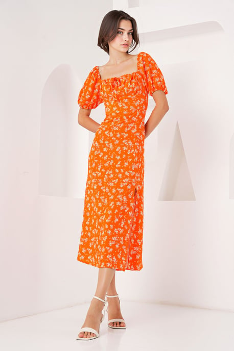 Bloemenprint Midi-jurk met Strik - Image 3