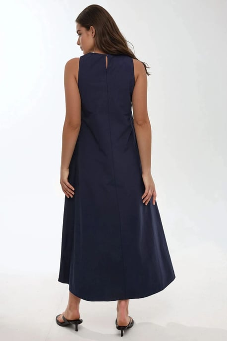 Mixray Collectie Crew Neck Mouwloos A-Form Maxi Jurk - Image 4