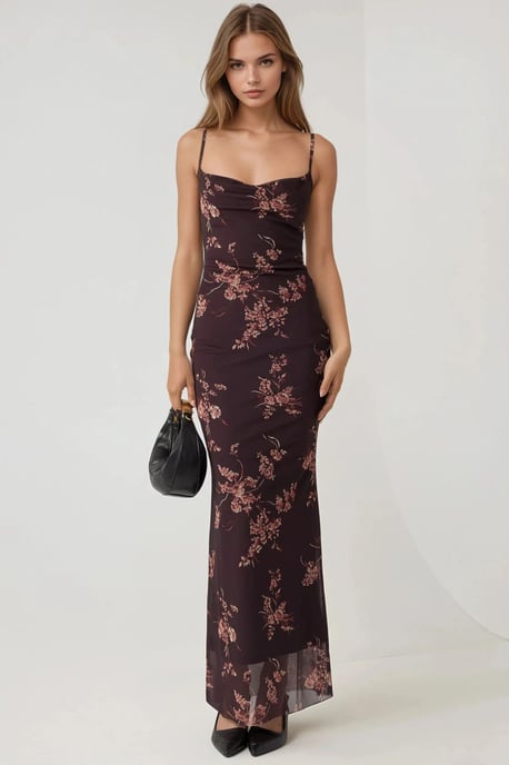 Geprinte Bodycon Maxi Tulle Jurk - Image 2